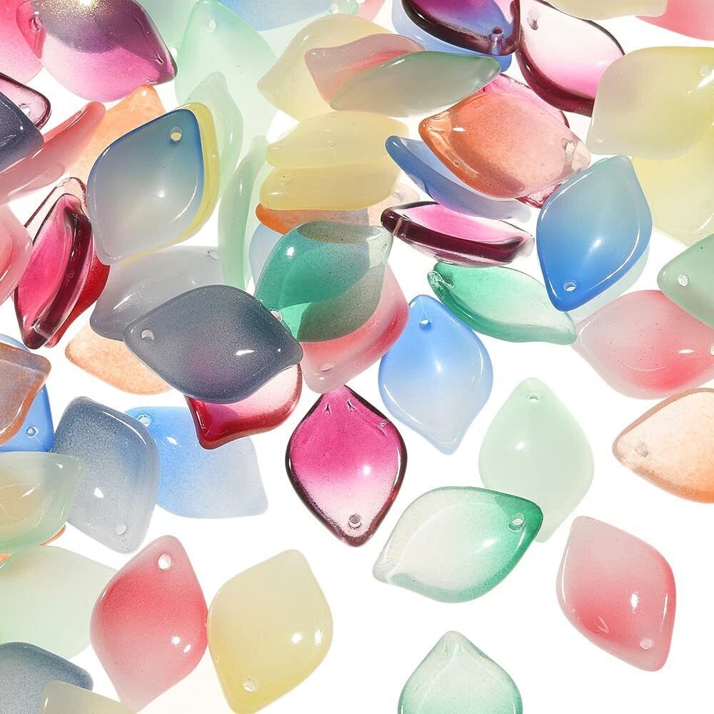 3106 100 Pcs 9 Colors Luminous Lampwork Glass Crystal Charm Lily Flower